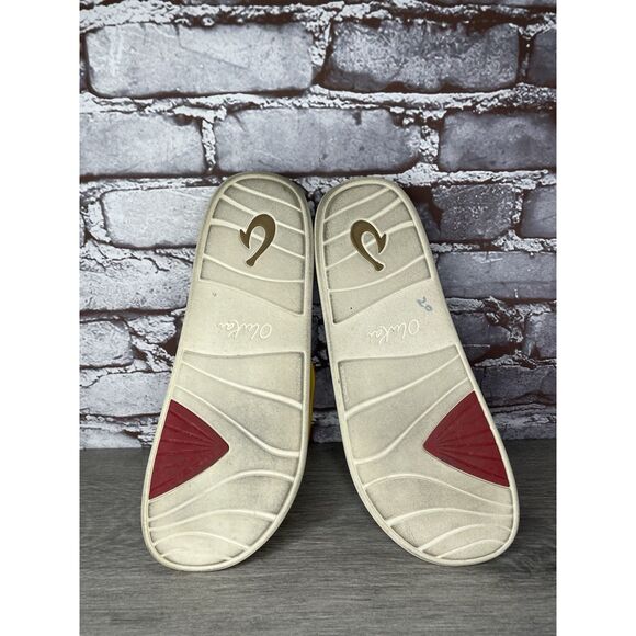 Olukai Pihapiha Gold Leather Beach Slides Casual Sandals Women Sz 40EU/10M US - Picture 7 of 16